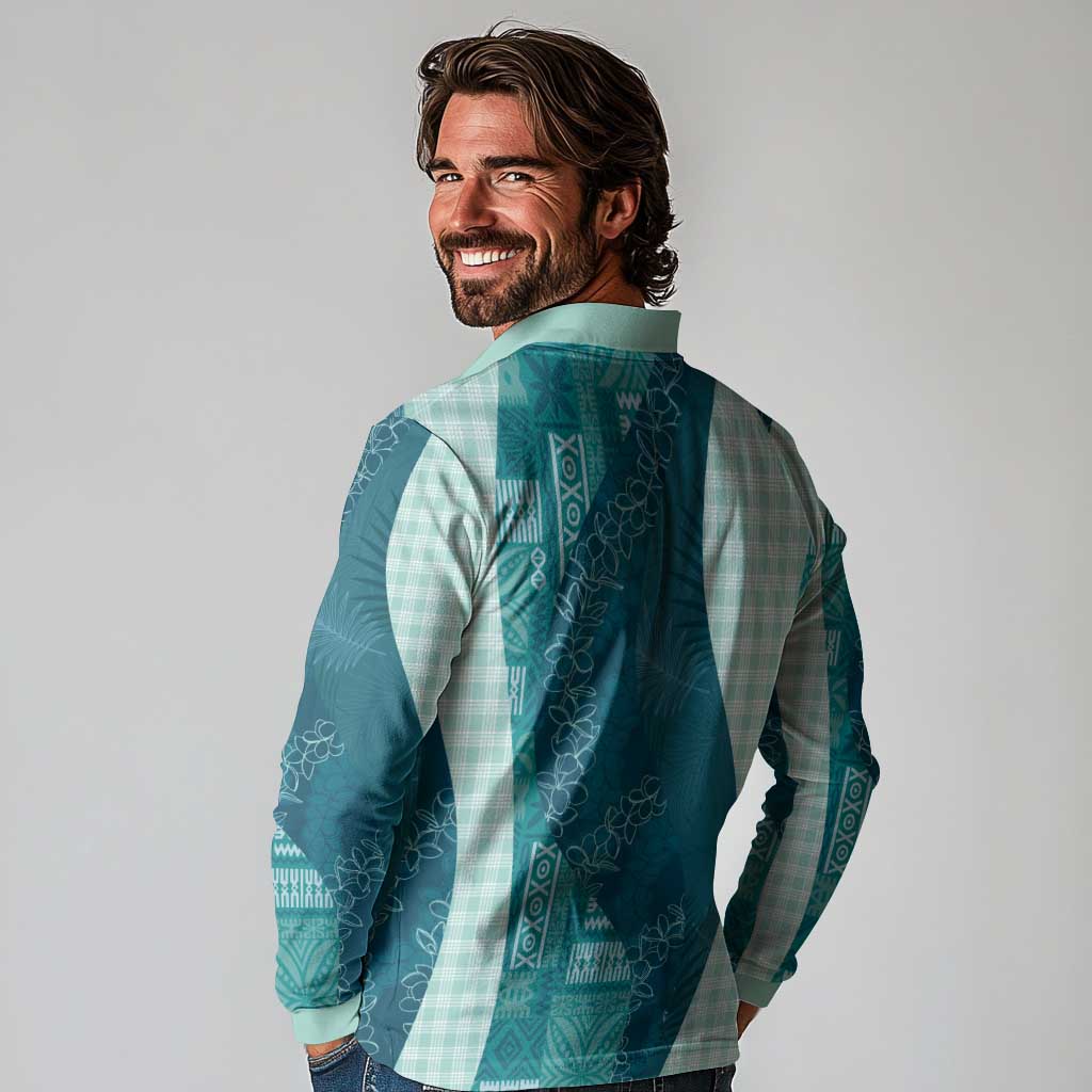 Polynesian Tribal Pattern Patchwork Picturesque Long Sleeve Polo Shirt Oceanic LT7 - Polynesian Pride