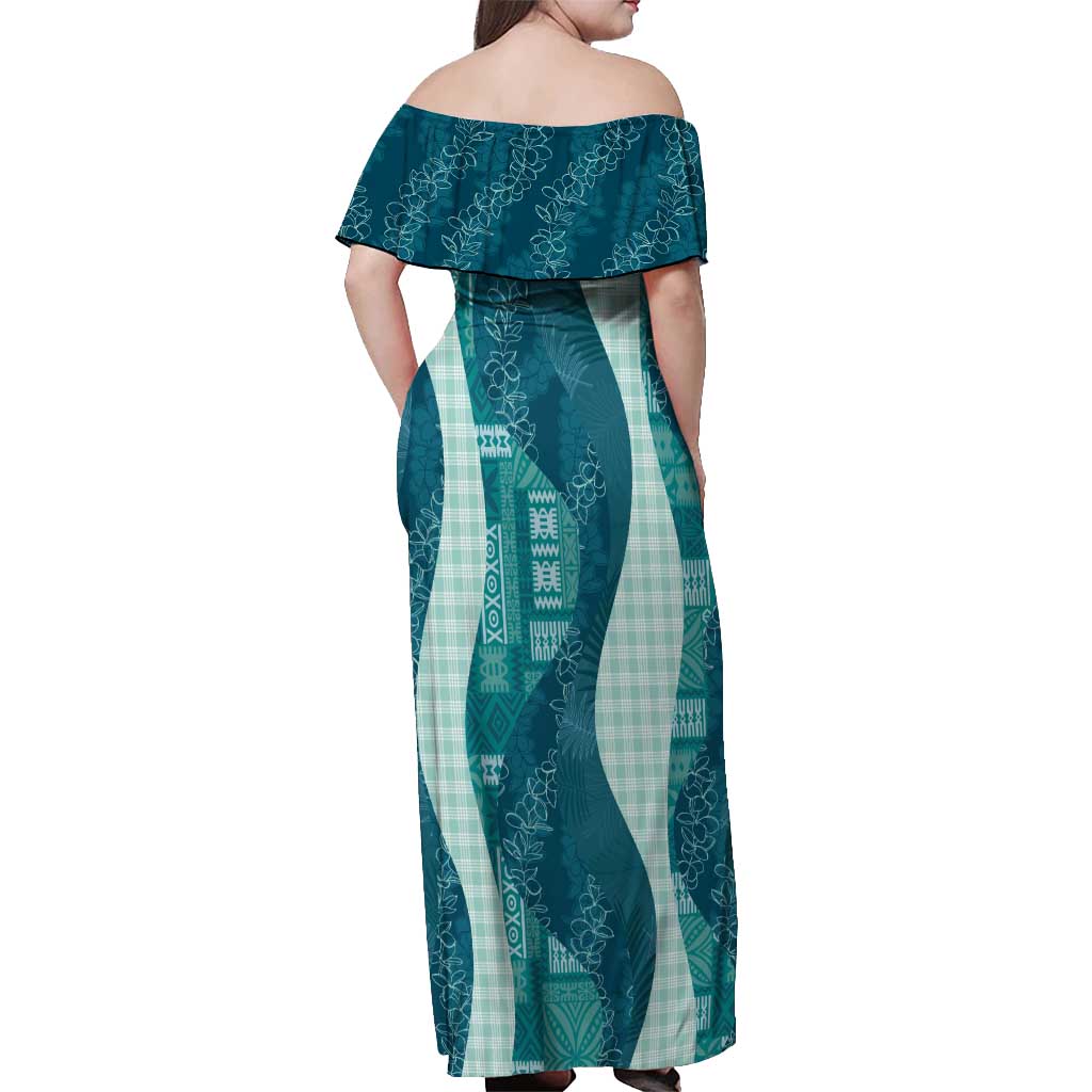Polynesian Tribal Pattern Patchwork Picturesque Off Shoulder Maxi Dress Oceanic