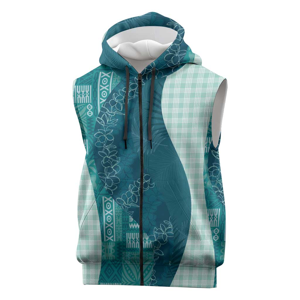 Polynesian Tribal Pattern Patchwork Picturesque Sleeveless Zip Hoodie Oceanic