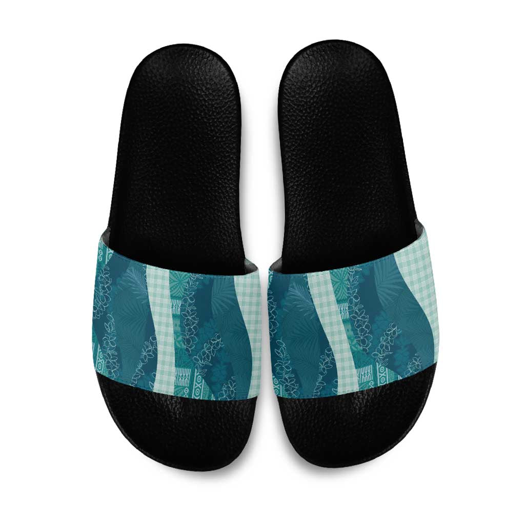 Polynesian Tribal Pattern Patchwork Picturesque Slide Sandals Oceanic