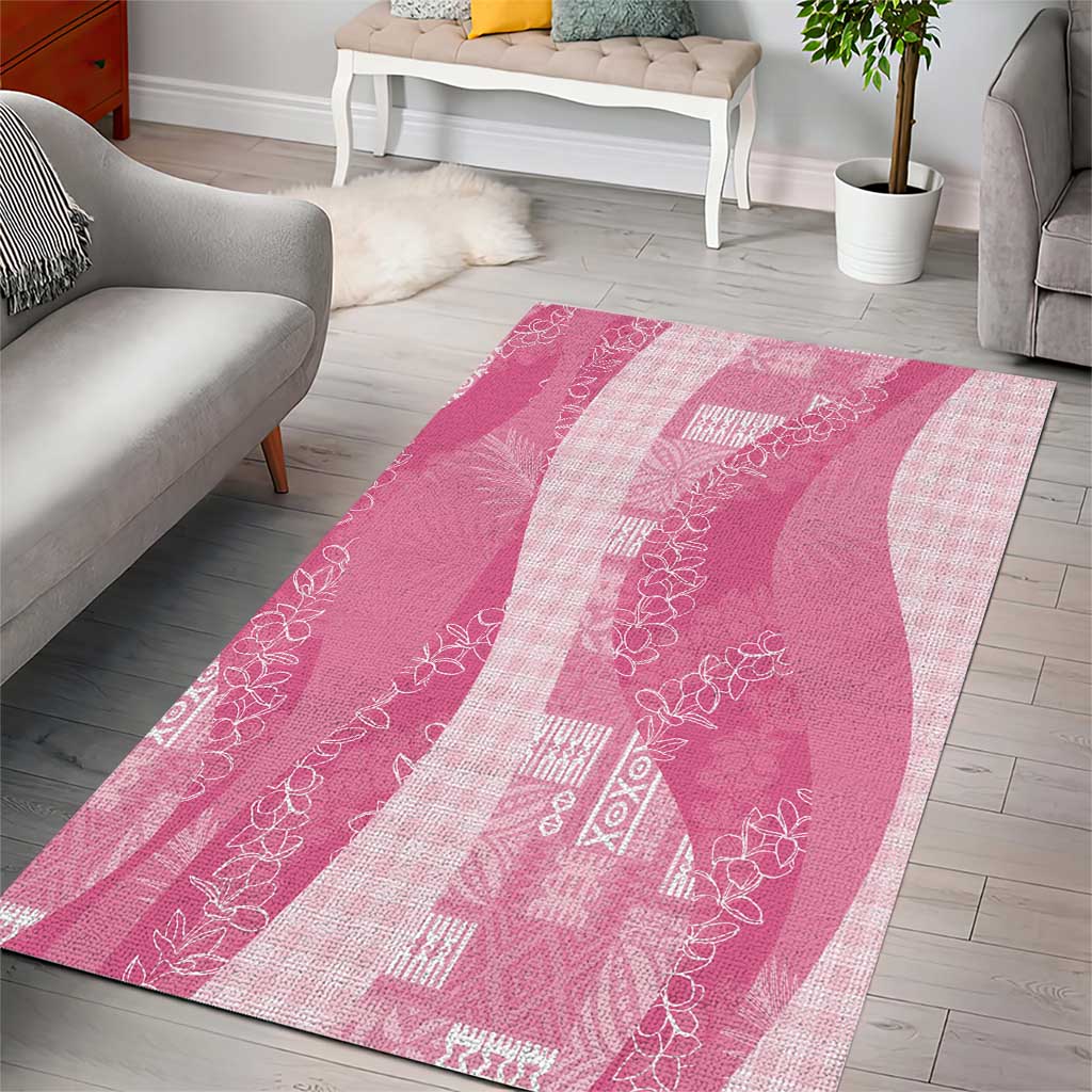 Polynesian Tribal Pattern Patchwork Picturesque Area Rug Rose Pink