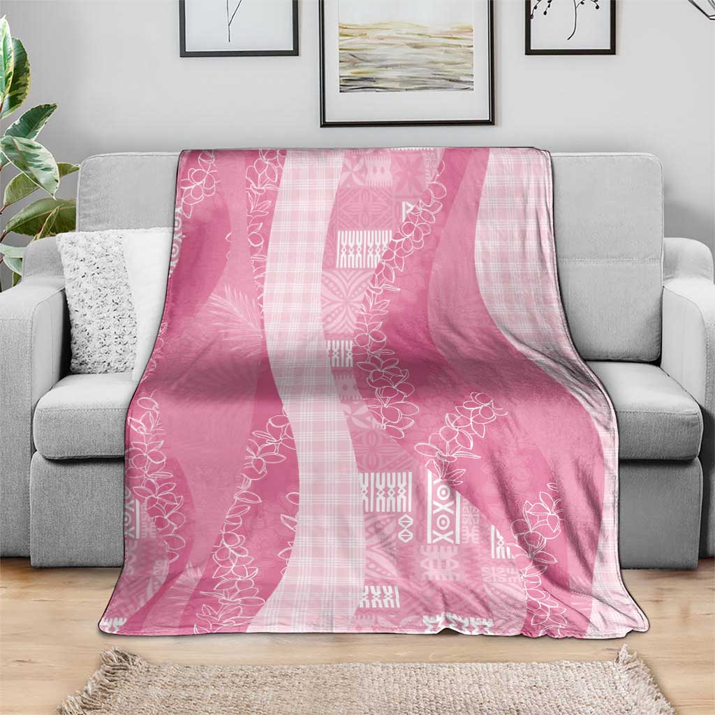 Polynesian Tribal Pattern Patchwork Picturesque Blanket Rose Pink