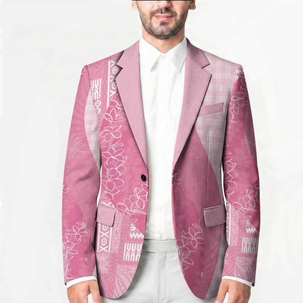 Polynesian Tribal Pattern Patchwork Picturesque Blazer Rose Pink