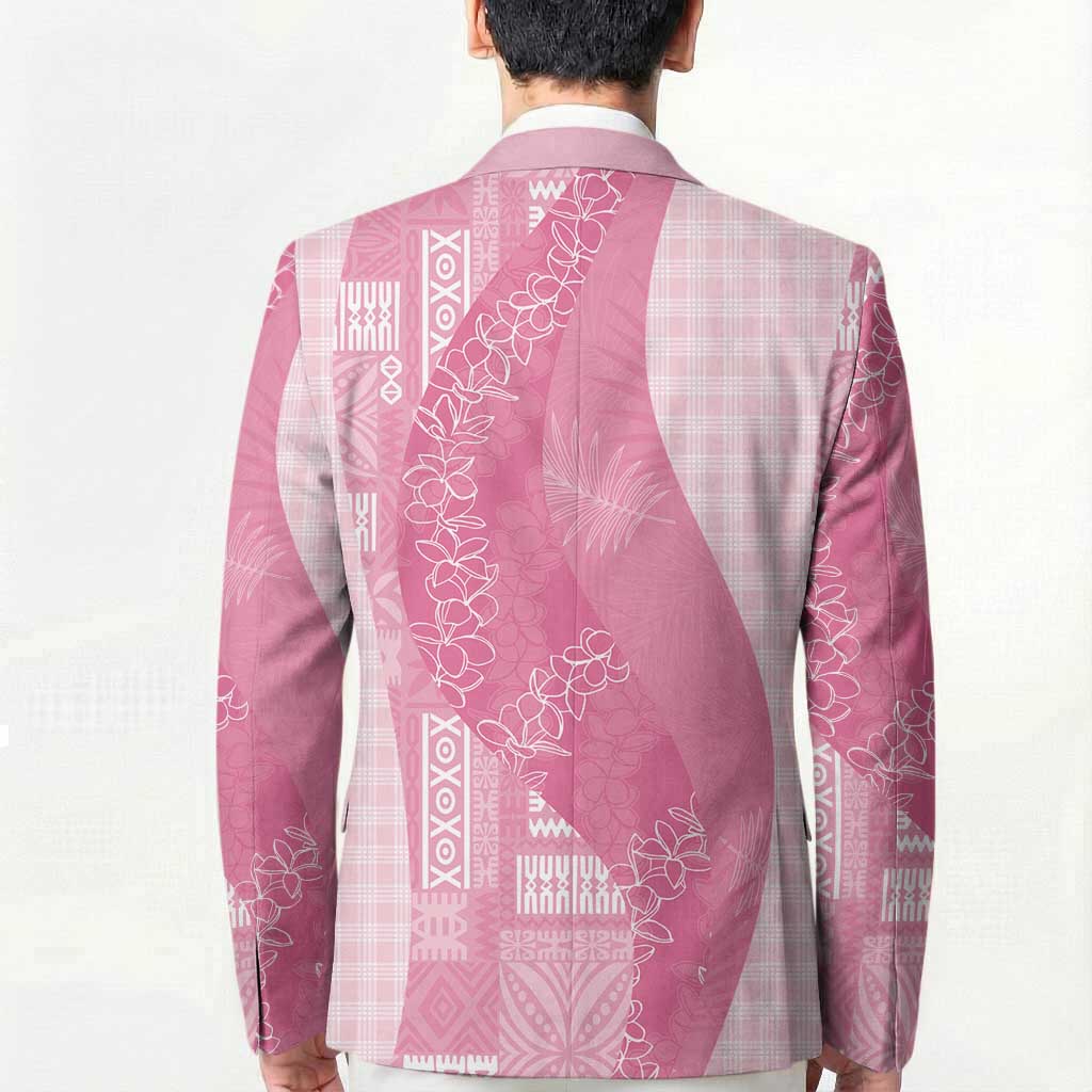 Polynesian Tribal Pattern Patchwork Picturesque Blazer Rose Pink