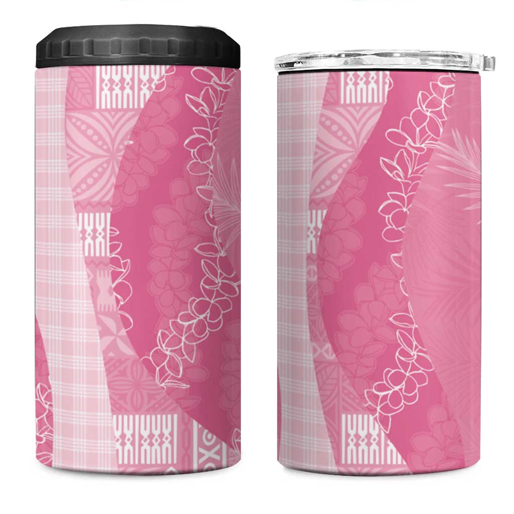Polynesian Tribal Pattern Patchwork Picturesque 4 in 1 Can Cooler Tumbler Rose Pink
