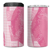 Polynesian Tribal Pattern Patchwork Picturesque 4 in 1 Can Cooler Tumbler Rose Pink