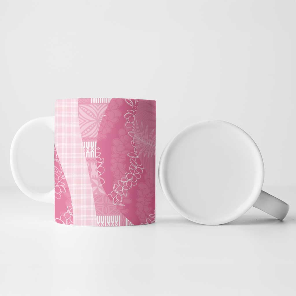 Polynesian Tribal Pattern Patchwork Picturesque Ceramic Mug Rose Pink