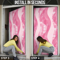 Polynesian Tribal Pattern Patchwork Picturesque Door Cover Rose Pink