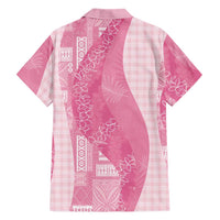 Polynesian Tribal Pattern Patchwork Picturesque Family Matching Long Sleeve Bodycon Dress and Hawaiian Shirt Rose Pink LT7 - Polynesian Pride