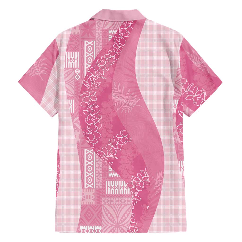 Polynesian Tribal Pattern Patchwork Picturesque Family Matching Off Shoulder Short Dress and Hawaiian Shirt Rose Pink LT7 - Polynesian Pride