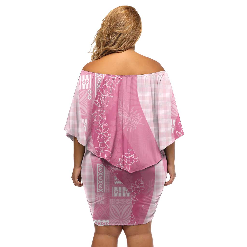 Polynesian Tribal Pattern Patchwork Picturesque Family Matching Off Shoulder Short Dress and Hawaiian Shirt Rose Pink LT7 - Polynesian Pride