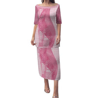 Polynesian Tribal Pattern Patchwork Picturesque Family Matching Puletasi and Hawaiian Shirt Rose Pink