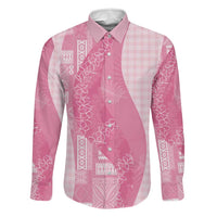 Polynesian Tribal Pattern Patchwork Picturesque Family Matching Summer Maxi Dress and Hawaiian Shirt Rose Pink