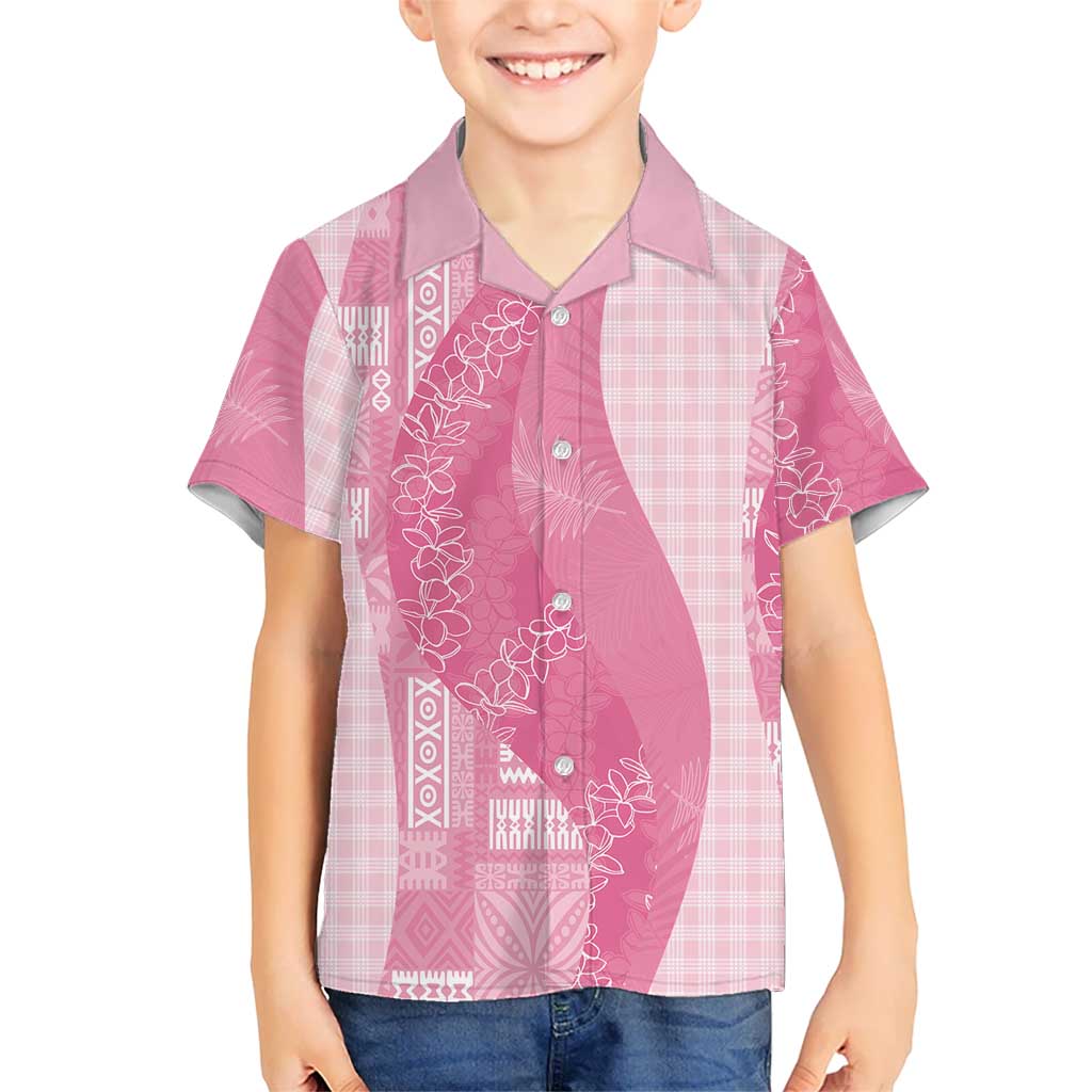 Polynesian Tribal Pattern Patchwork Picturesque Family Matching Summer Maxi Dress and Hawaiian Shirt Rose Pink