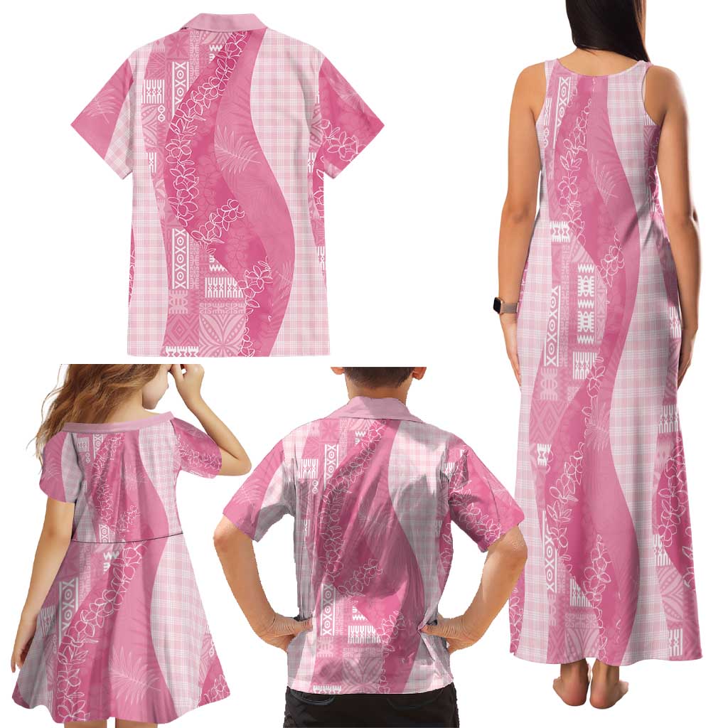 Polynesian Tribal Pattern Patchwork Picturesque Family Matching Tank Maxi Dress and Hawaiian Shirt Rose Pink LT7 - Polynesian Pride