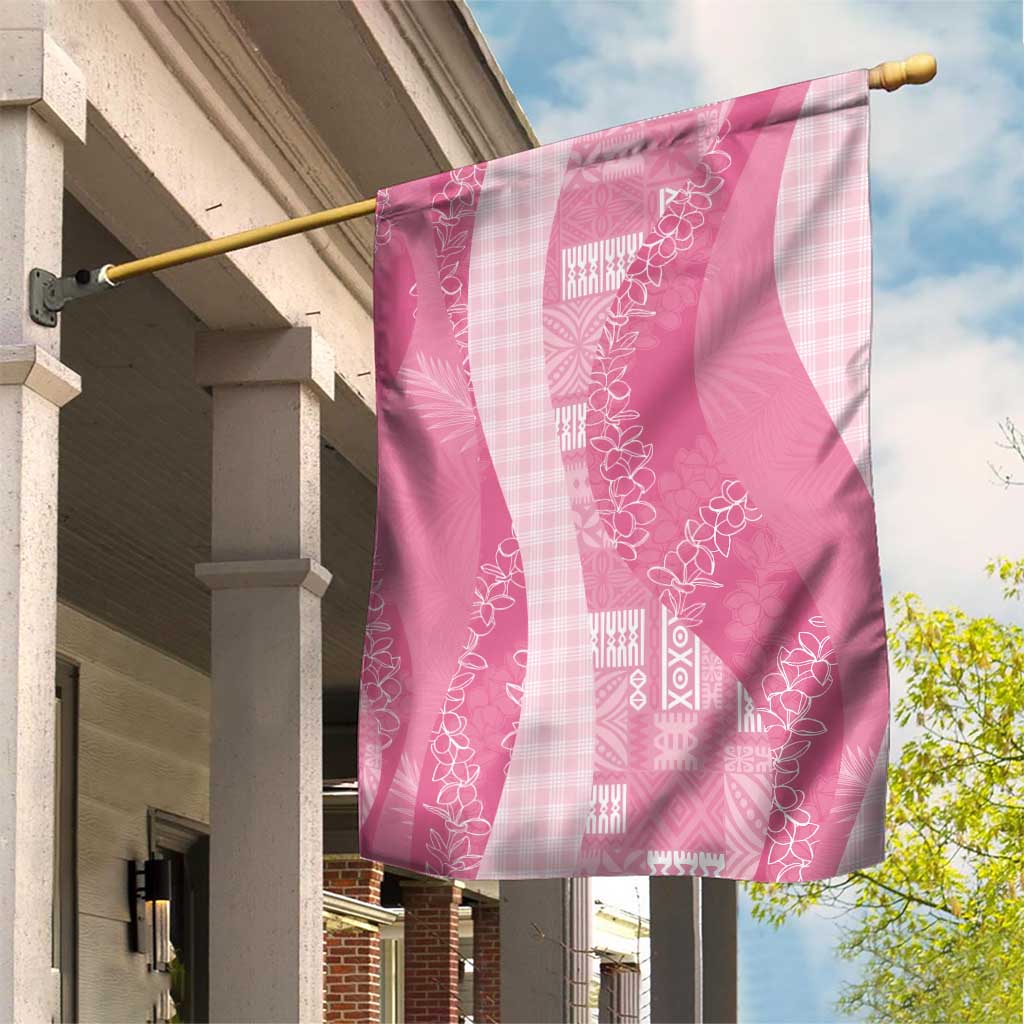 Polynesian Tribal Pattern Patchwork Picturesque Garden Flag Rose Pink