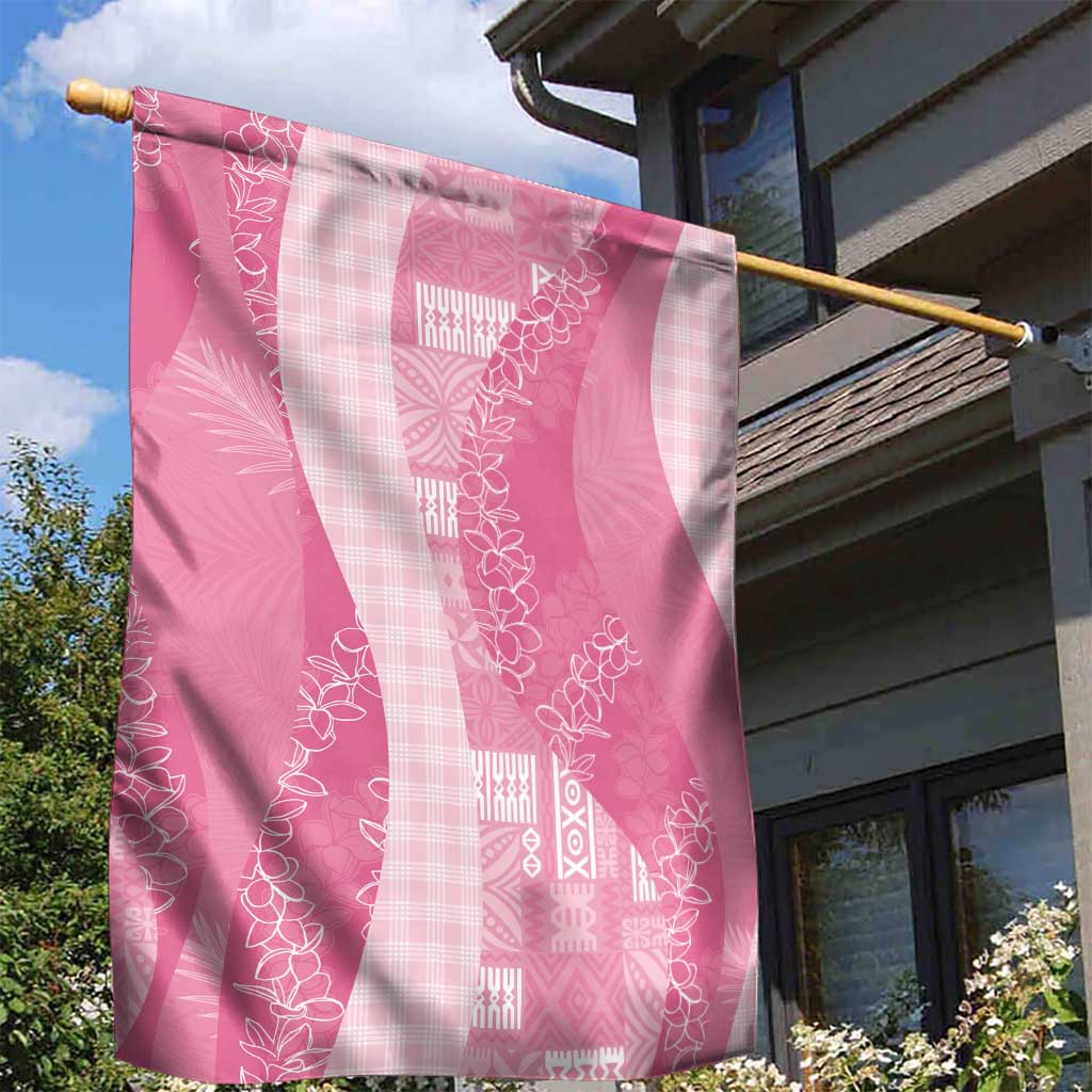 Polynesian Tribal Pattern Patchwork Picturesque Garden Flag Rose Pink