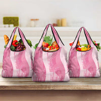 Polynesian Tribal Pattern Patchwork Picturesque Grocery Bag Rose Pink