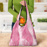 Polynesian Tribal Pattern Patchwork Picturesque Grocery Bag Rose Pink