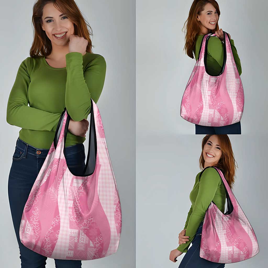 Polynesian Tribal Pattern Patchwork Picturesque Grocery Bag Rose Pink