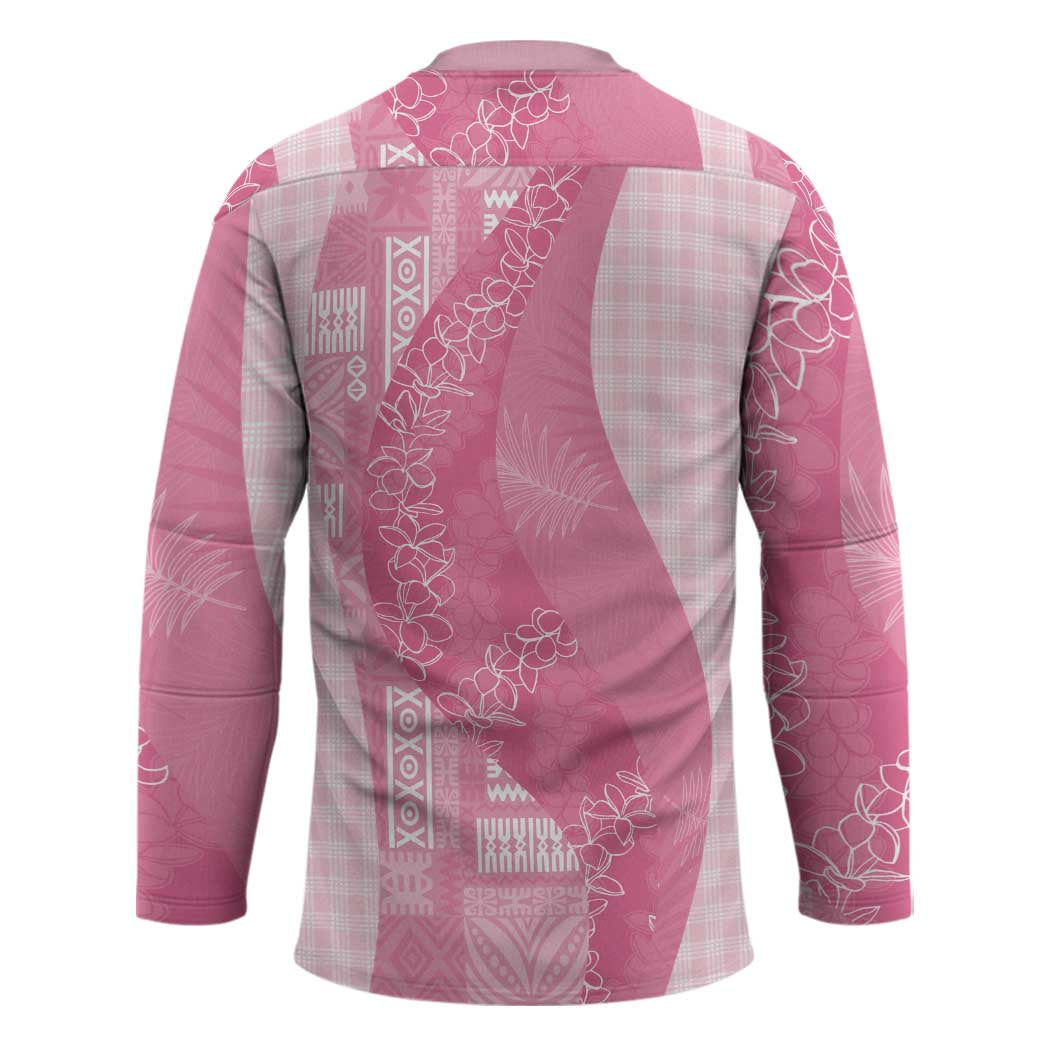 Polynesian Tribal Pattern Patchwork Picturesque Hockey Jersey Rose Pink