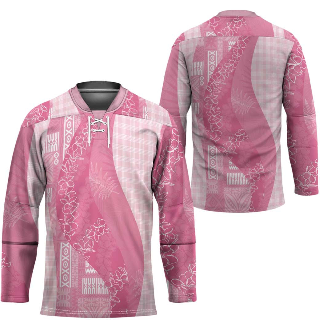 Polynesian Tribal Pattern Patchwork Picturesque Hockey Jersey Rose Pink