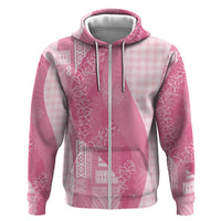 Polynesian Tribal Pattern Patchwork Picturesque Hoodie Rose Pink