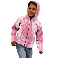 Polynesian Tribal Pattern Patchwork Picturesque Kid Hoodie Rose Pink