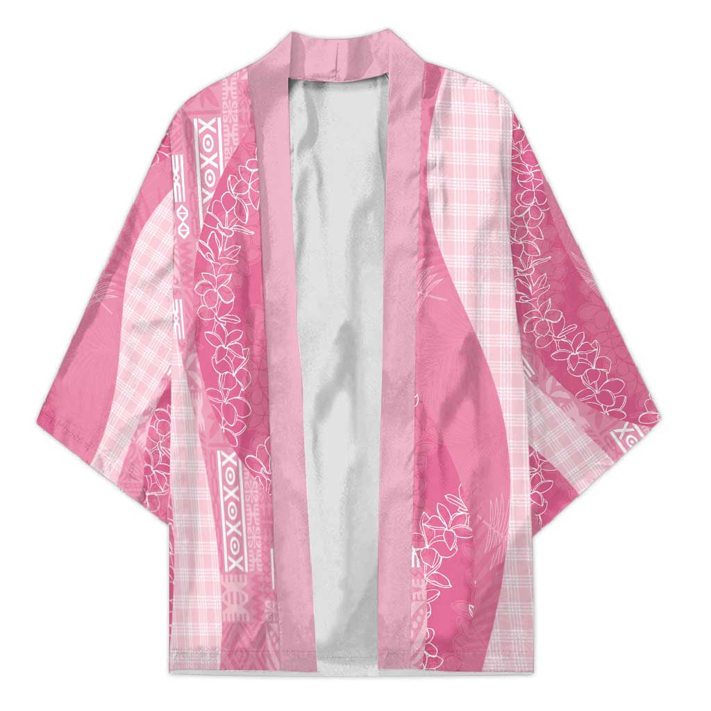Polynesian Tribal Pattern Patchwork Picturesque Kimono Rose Pink