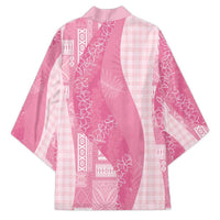 Polynesian Tribal Pattern Patchwork Picturesque Kimono Rose Pink