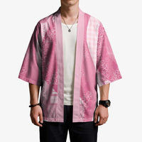Polynesian Tribal Pattern Patchwork Picturesque Kimono Rose Pink