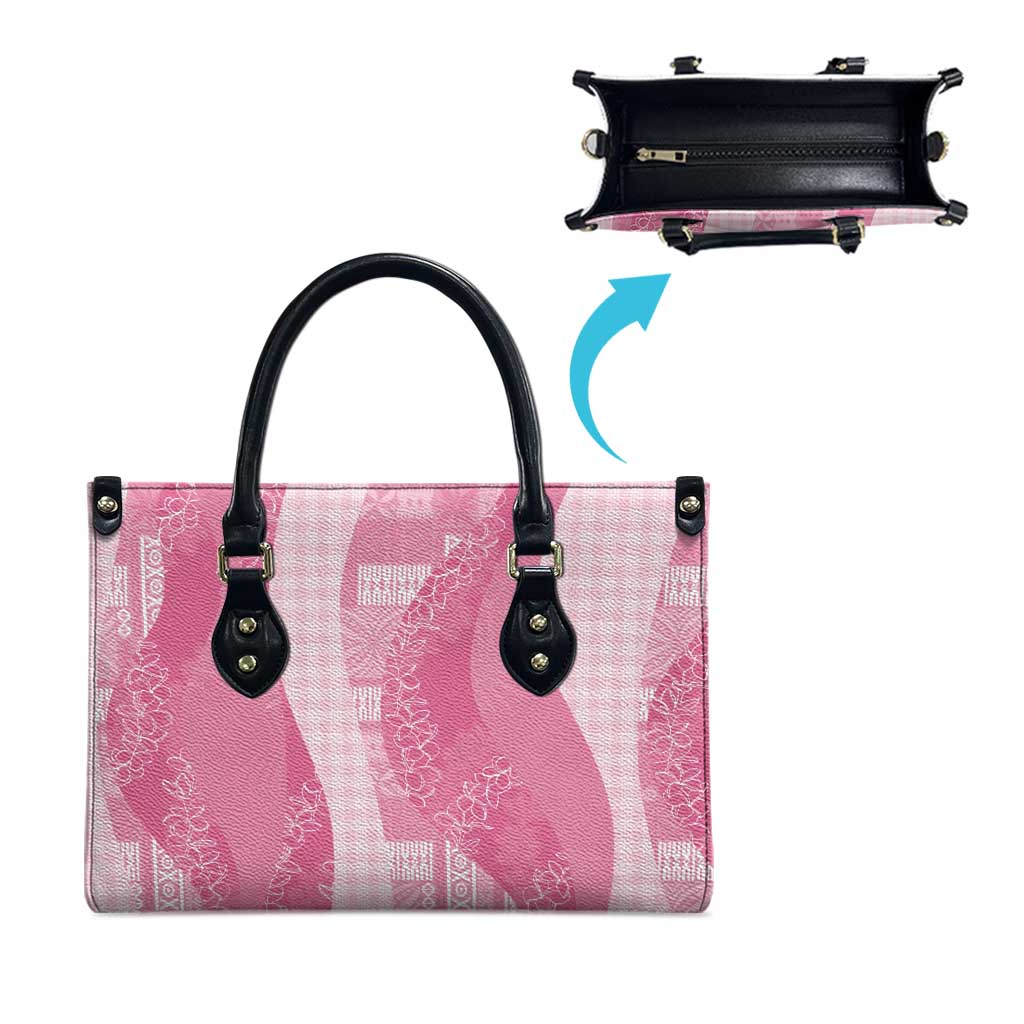 Polynesian Tribal Pattern Patchwork Picturesque Leather Bag Rose Pink