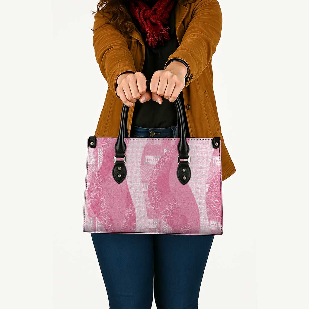 Polynesian Tribal Pattern Patchwork Picturesque Leather Bag Rose Pink
