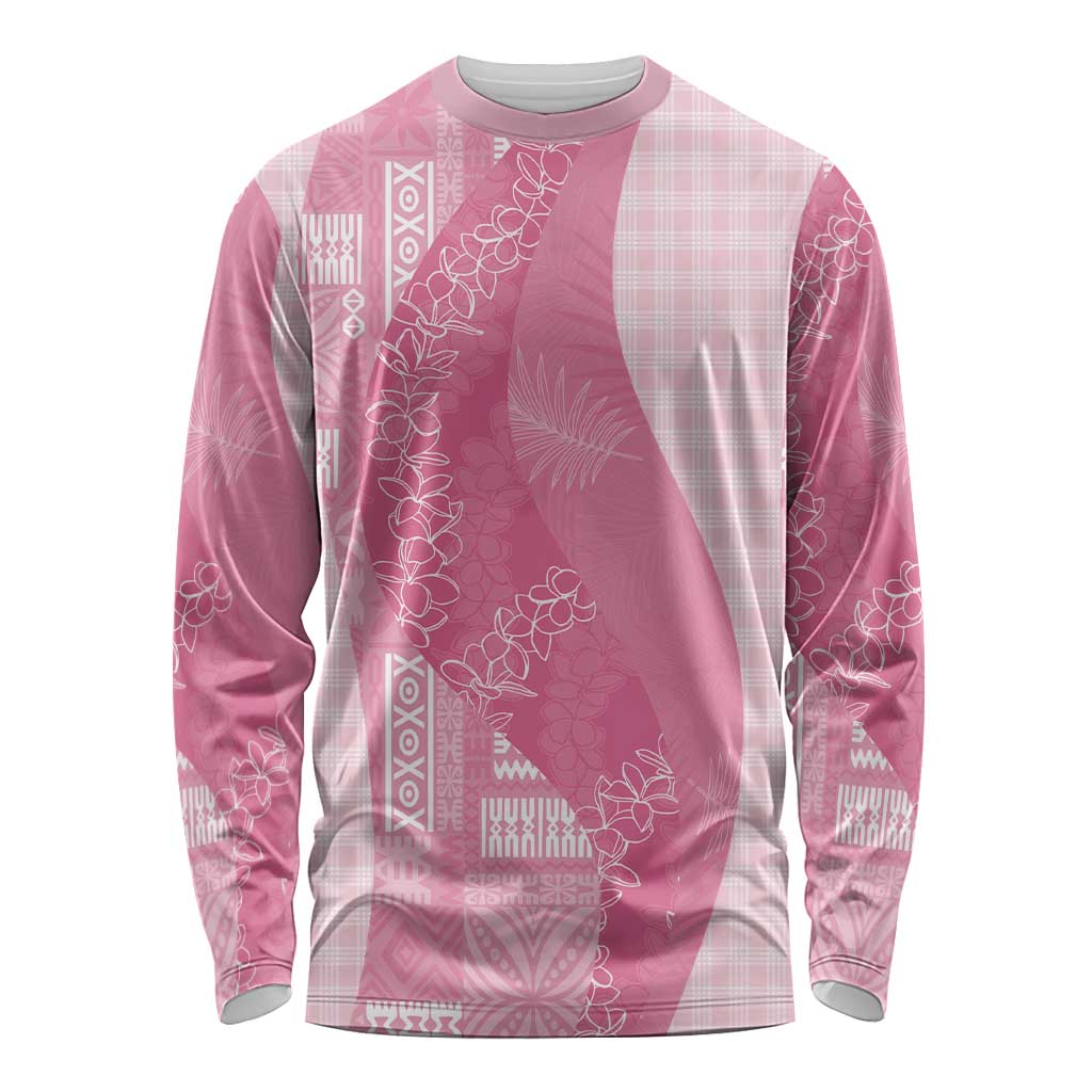 Polynesian Tribal Pattern Patchwork Picturesque Long Sleeve Shirt Rose Pink