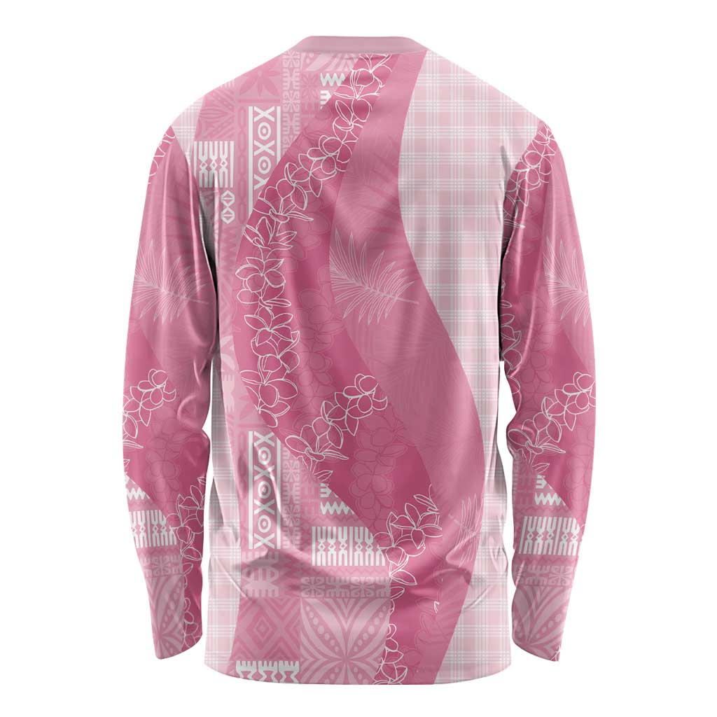 Polynesian Tribal Pattern Patchwork Picturesque Long Sleeve Shirt Rose Pink