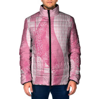 Polynesian Tribal Pattern Patchwork Picturesque Padded Jacket Rose Pink