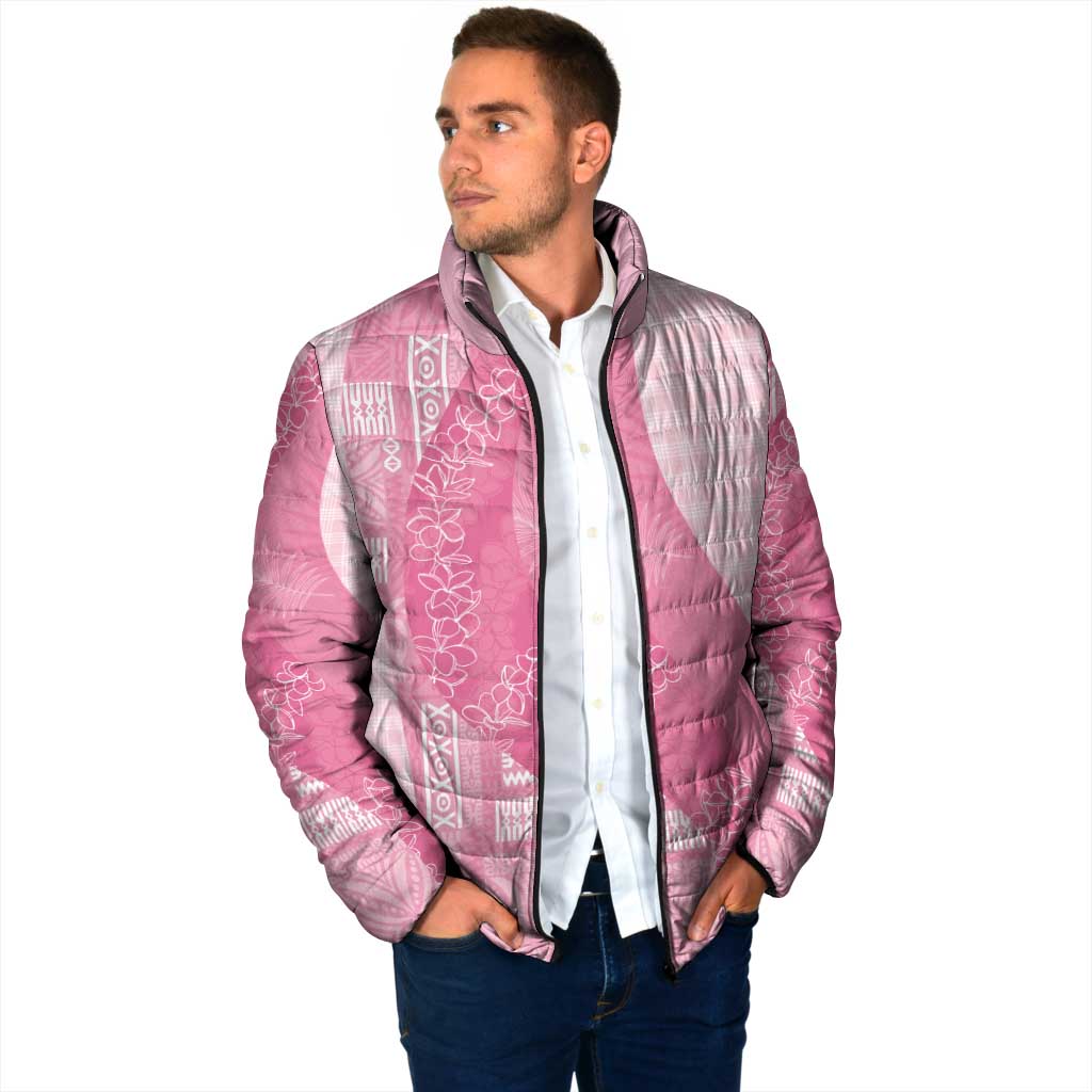 Polynesian Tribal Pattern Patchwork Picturesque Padded Jacket Rose Pink