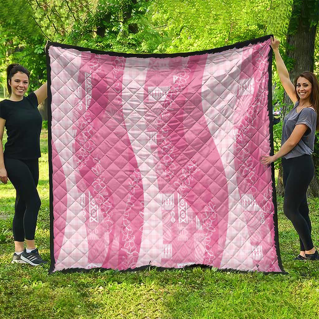 Polynesian Tribal Pattern Patchwork Picturesque Quilt Rose Pink