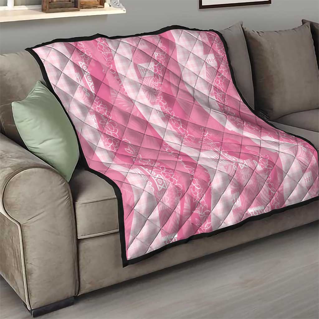Polynesian Tribal Pattern Patchwork Picturesque Quilt Rose Pink