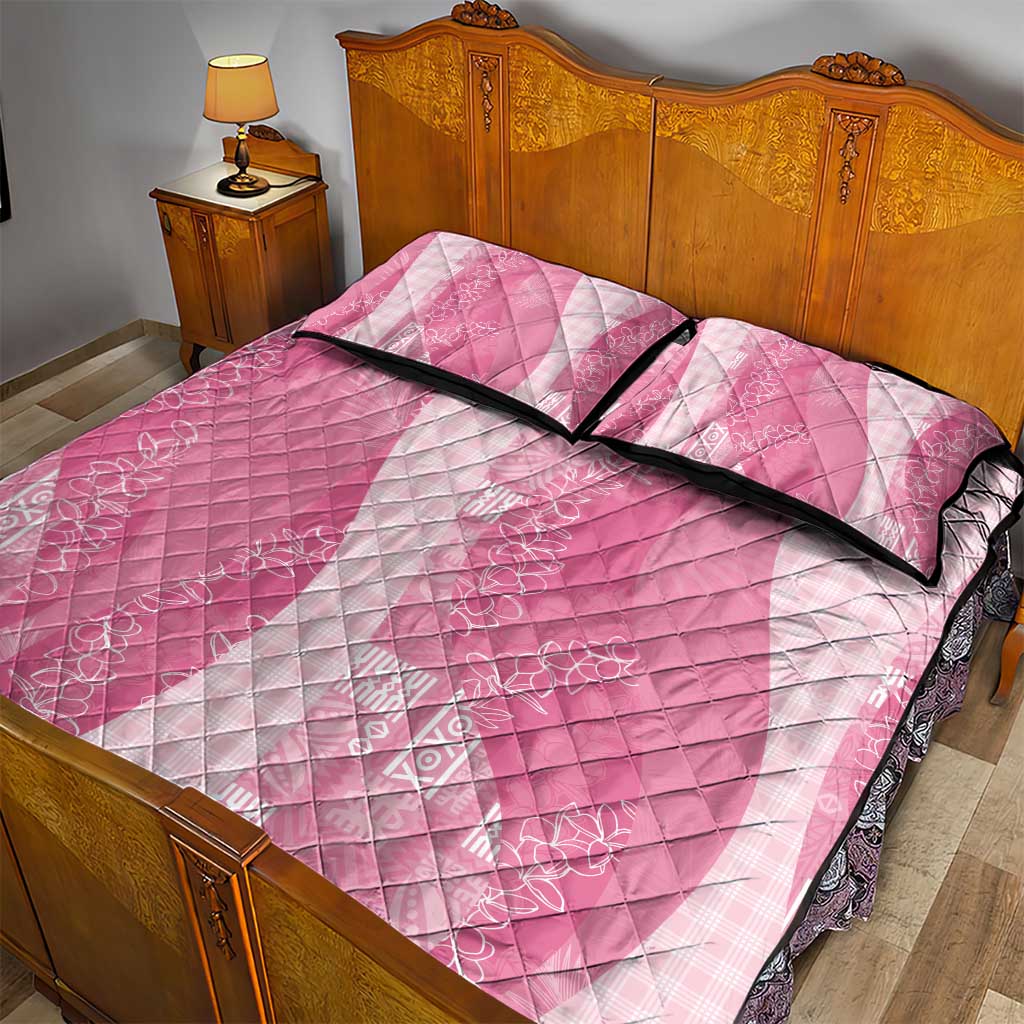 Polynesian Tribal Pattern Patchwork Picturesque Quilt Bed Set Rose Pink