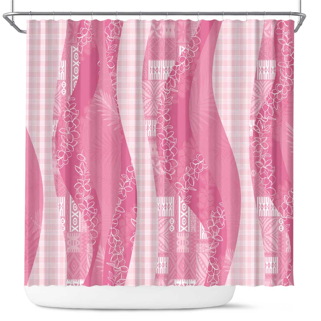 Polynesian Tribal Pattern Patchwork Picturesque Shower Curtain Rose Pink
