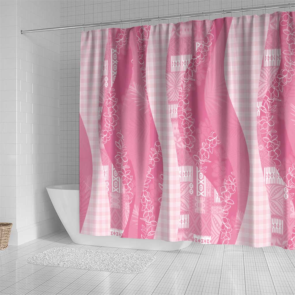Polynesian Tribal Pattern Patchwork Picturesque Shower Curtain Rose Pink