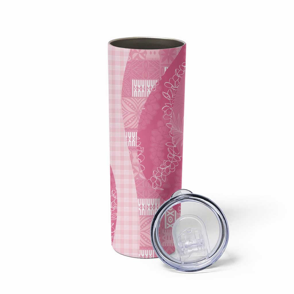 Polynesian Tribal Pattern Patchwork Picturesque Skinny Tumbler Rose Pink