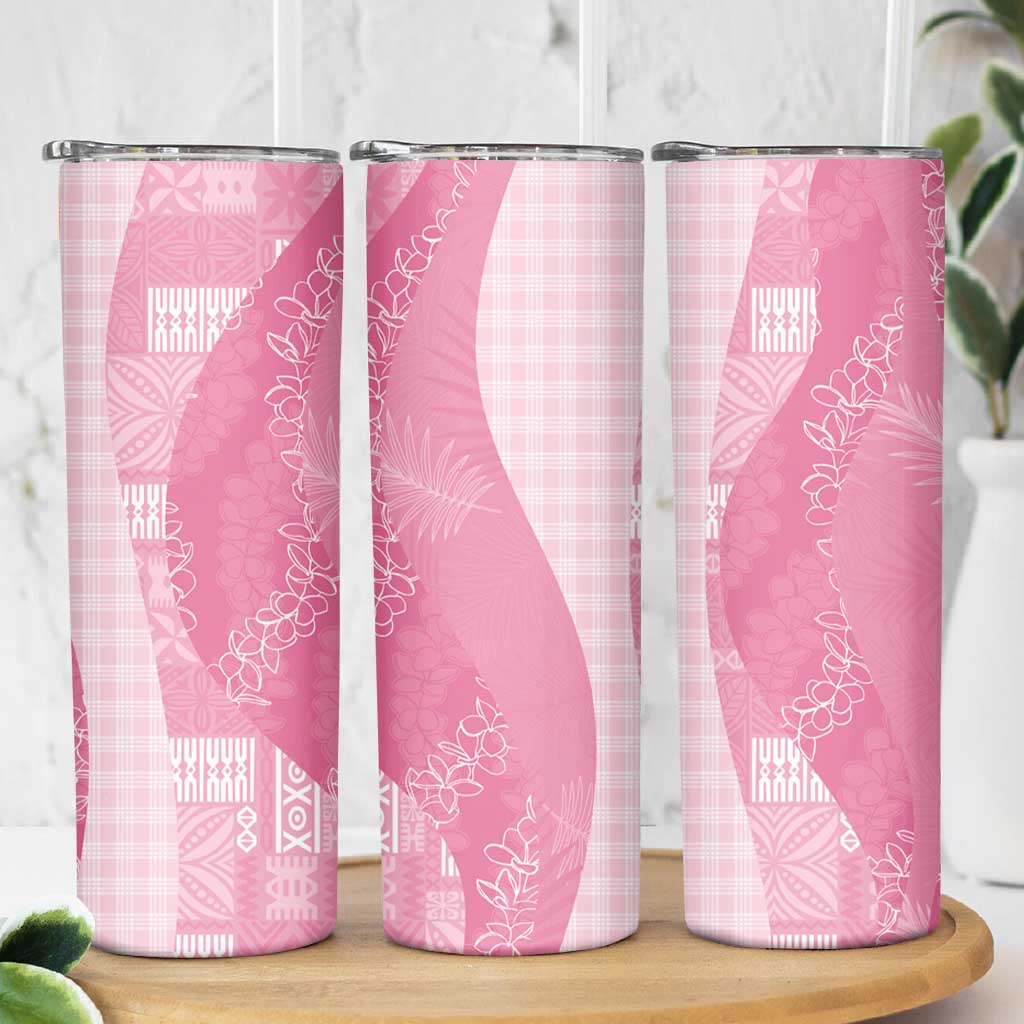 Polynesian Tribal Pattern Patchwork Picturesque Skinny Tumbler Rose Pink