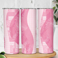 Polynesian Tribal Pattern Patchwork Picturesque Skinny Tumbler Rose Pink