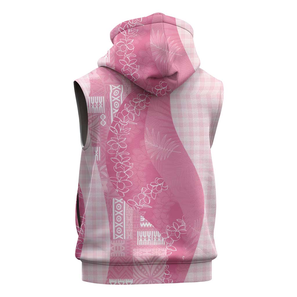 Polynesian Tribal Pattern Patchwork Picturesque Sleeveless Hoodie Rose Pink LT7 - Polynesian Pride