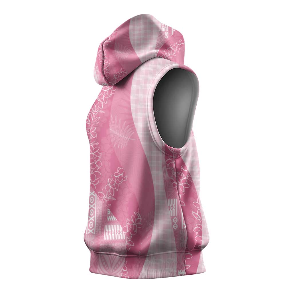 Polynesian Tribal Pattern Patchwork Picturesque Sleeveless Hoodie Rose Pink LT7 - Polynesian Pride