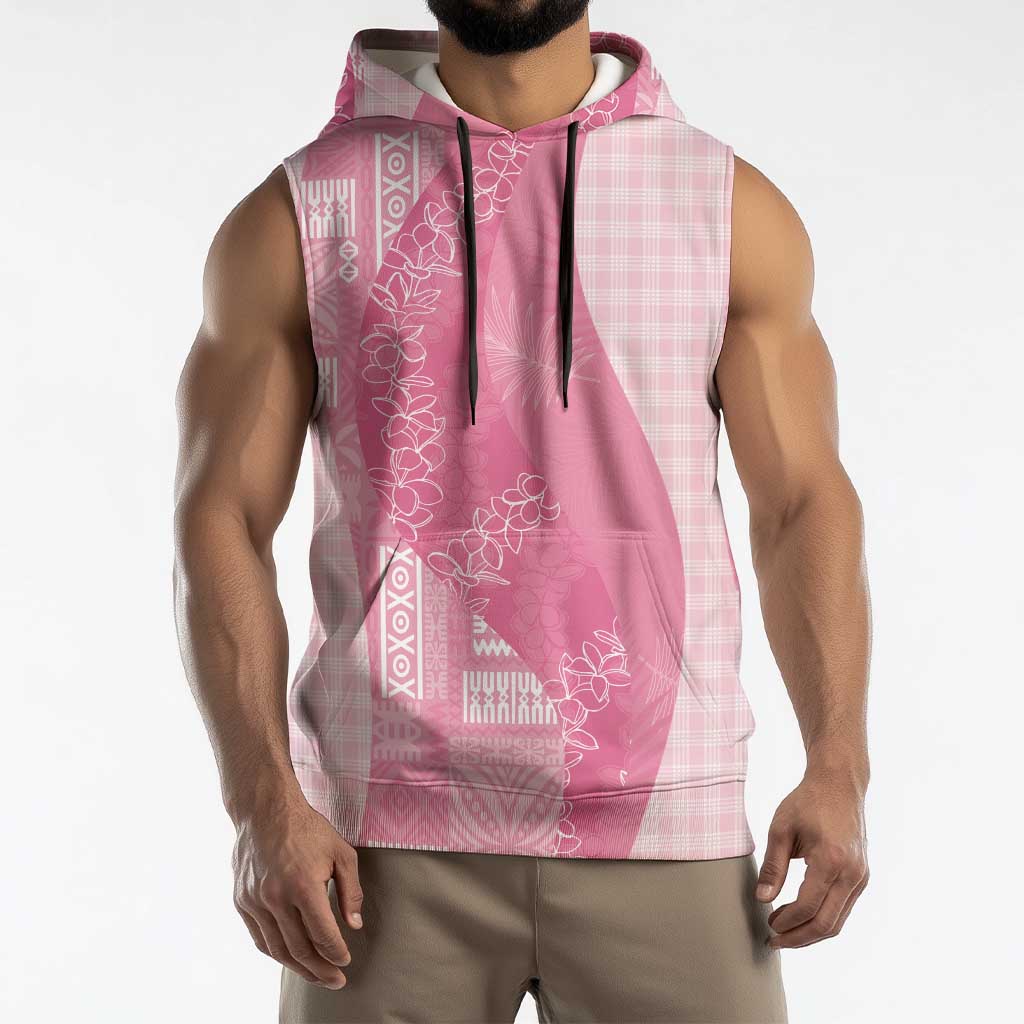 Polynesian Tribal Pattern Patchwork Picturesque Sleeveless Hoodie Rose Pink LT7 - Polynesian Pride