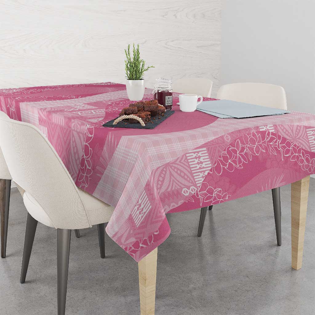 Polynesian Tribal Pattern Patchwork Picturesque Tablecloth Rose Pink