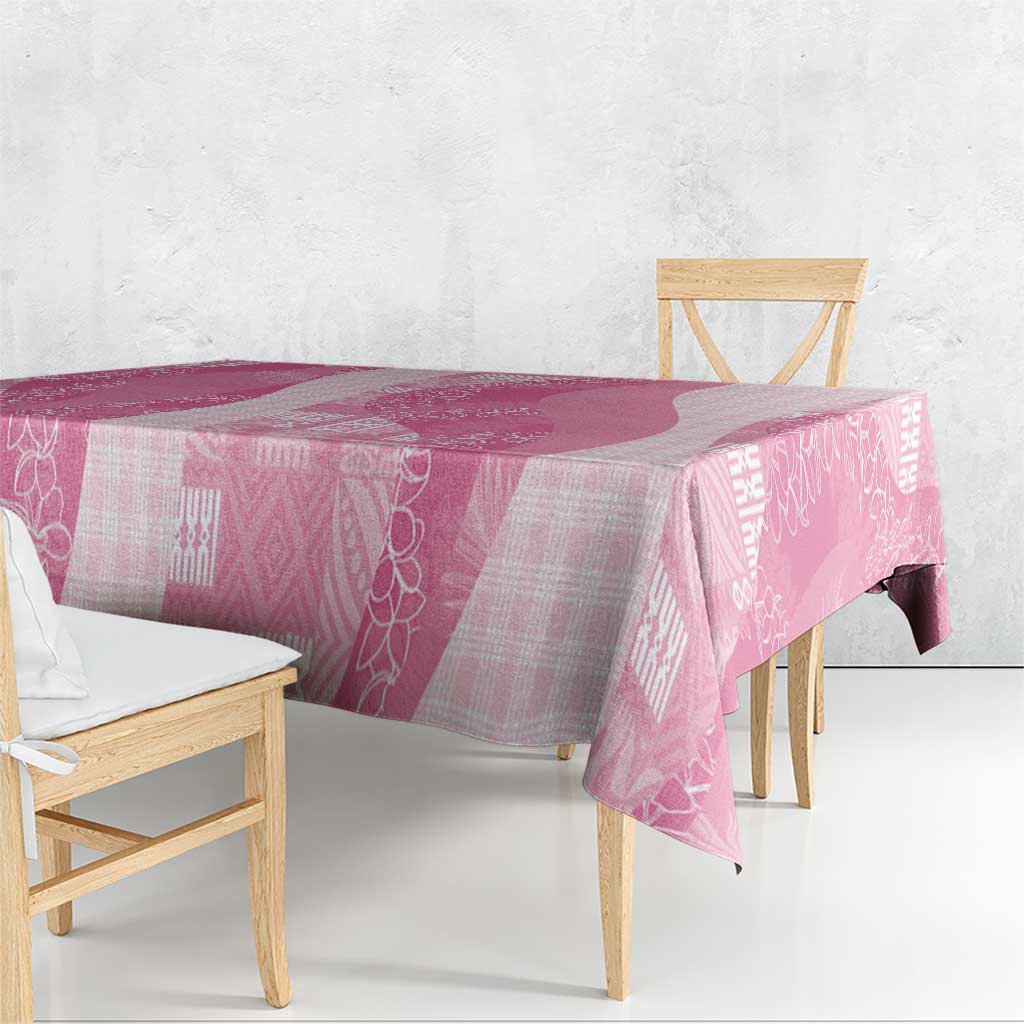 Polynesian Tribal Pattern Patchwork Picturesque Tablecloth Rose Pink